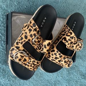 Aqua Kail Leopard Hair sandals